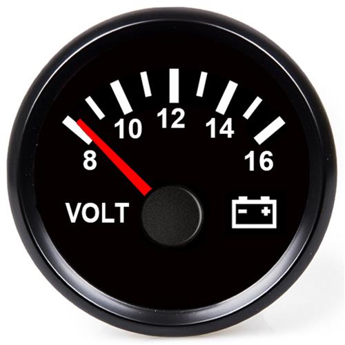 Hollex voltmeter zwart 8-16V