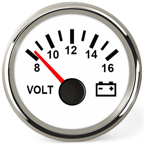 Hollex voltmeter wit/rvs 8-16V