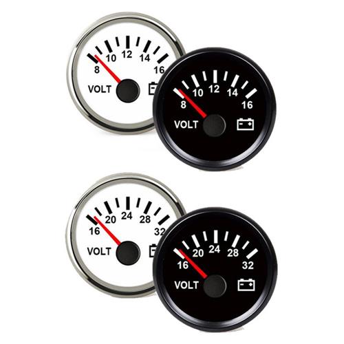 Hollex voltmeter wit/rvs 8-16V