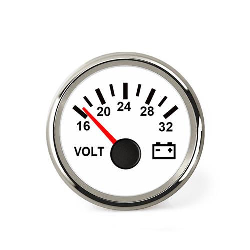 Hollex voltmeter wit/rvs 18-32V