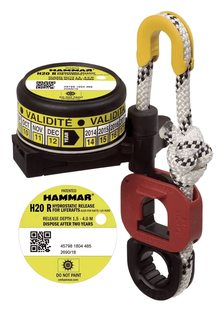 Hydrostatic release solas rafts