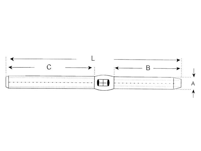 Talamex RVS AISI 316 studterminal – M10 – voor 5 mm staaldraad