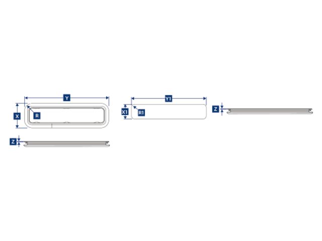 Lewmar patrijspoort New Standard 2 grijs/zilver, met tapse rand