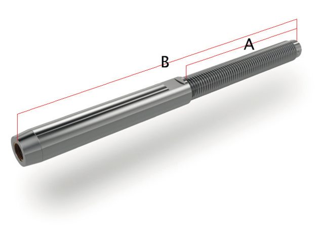 Os Bsi RVS AISI 316 studterminal rechts – M6