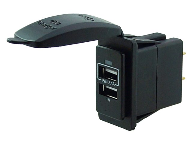 Talamex USB stopcontact dubbel 3,4 A zwart switch model