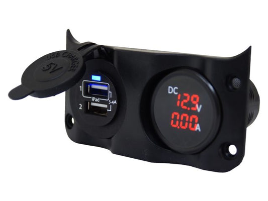 Wave add-on paneel dubbel USB &amp; Volt/ampere meter