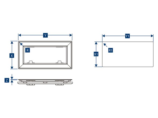 Lewmar patrijspoort Flush Mitre 4 grijs/zwart, vlak inbouwpaneel zwart
