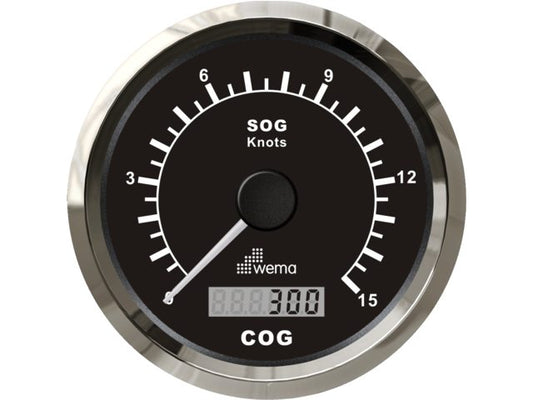 º Silver serie GPS speedometer 0-15 kn zwart incl. antenne