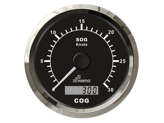 º Silver serie GPS speedometer 0-30 kn zwart incl. antenne