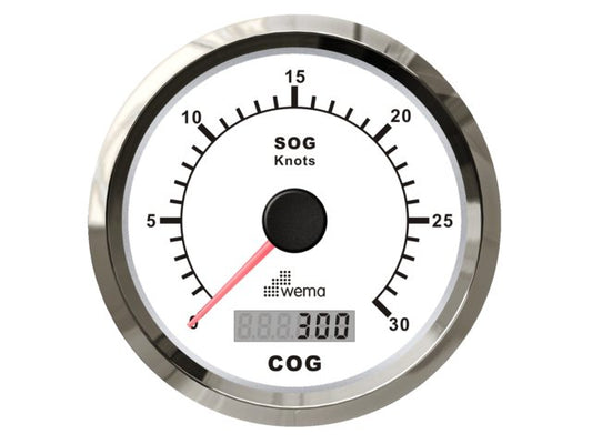 º Silver serie GPS speedometer 0-30 kn wit incl. antenne