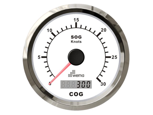 Silver serie GPS speedometer 0-30 kn wit incl. antenne
