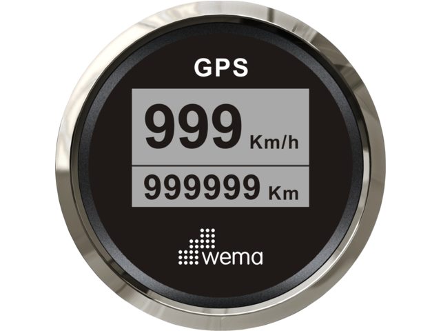 Wema Silver serie GPS-snelheidsmeter digitaal 52 mm zwart