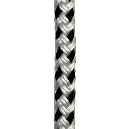 Hollex landvast polyester wit/zwart 10mm 16 strengen L=4mtr
