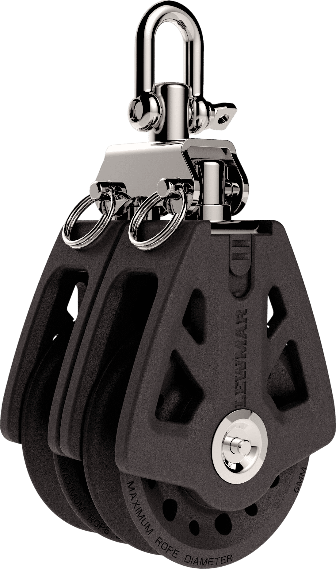 Lewmar synchro blok dubbel 72 mm zwart 29927202BK