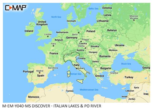 C-MAP geheugenkaart DISCOVER - Italië Meren & Rivier de Po