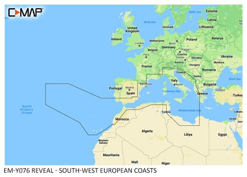C-MAP geheugenkaart REVEAL - Zuid-West Europese Kust