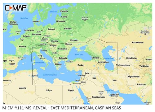 C-MAP geheugenkaart REVEAL - Oost Middelandse Zee & Kaspische Zee