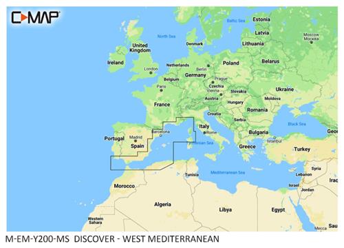 C-MAP geheugenkaart DISCOVER - West Middelandse Zee