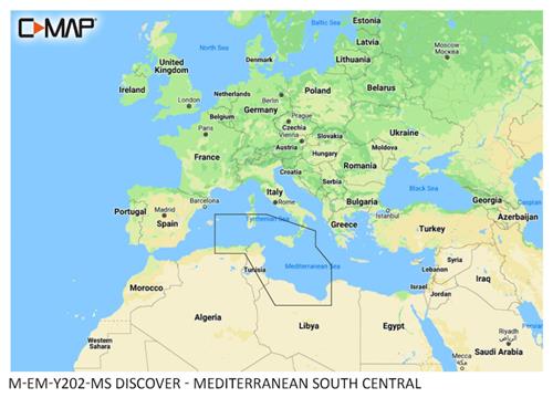 C-MAP geheugenkaart DISCOVER - Middelandse Zee Zuid Centraal