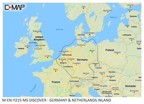 C-MAP geheugenkaart DISCOVER - Duitsland & Nederland Binnenland
