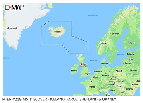C-MAP geheugenkaart DISCOVER - IJsland, Faeröer, Shetland & Orkney Eilanden