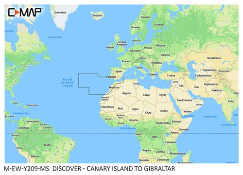C-MAP geheugenkaart DISCOVER - Canarische Eilanden naar Gibraltar