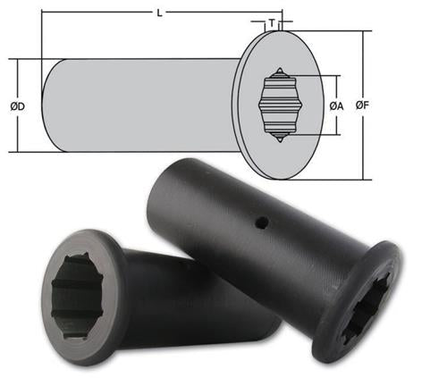 Exalto bearings rubber lager met flens ø25xø40x120mm