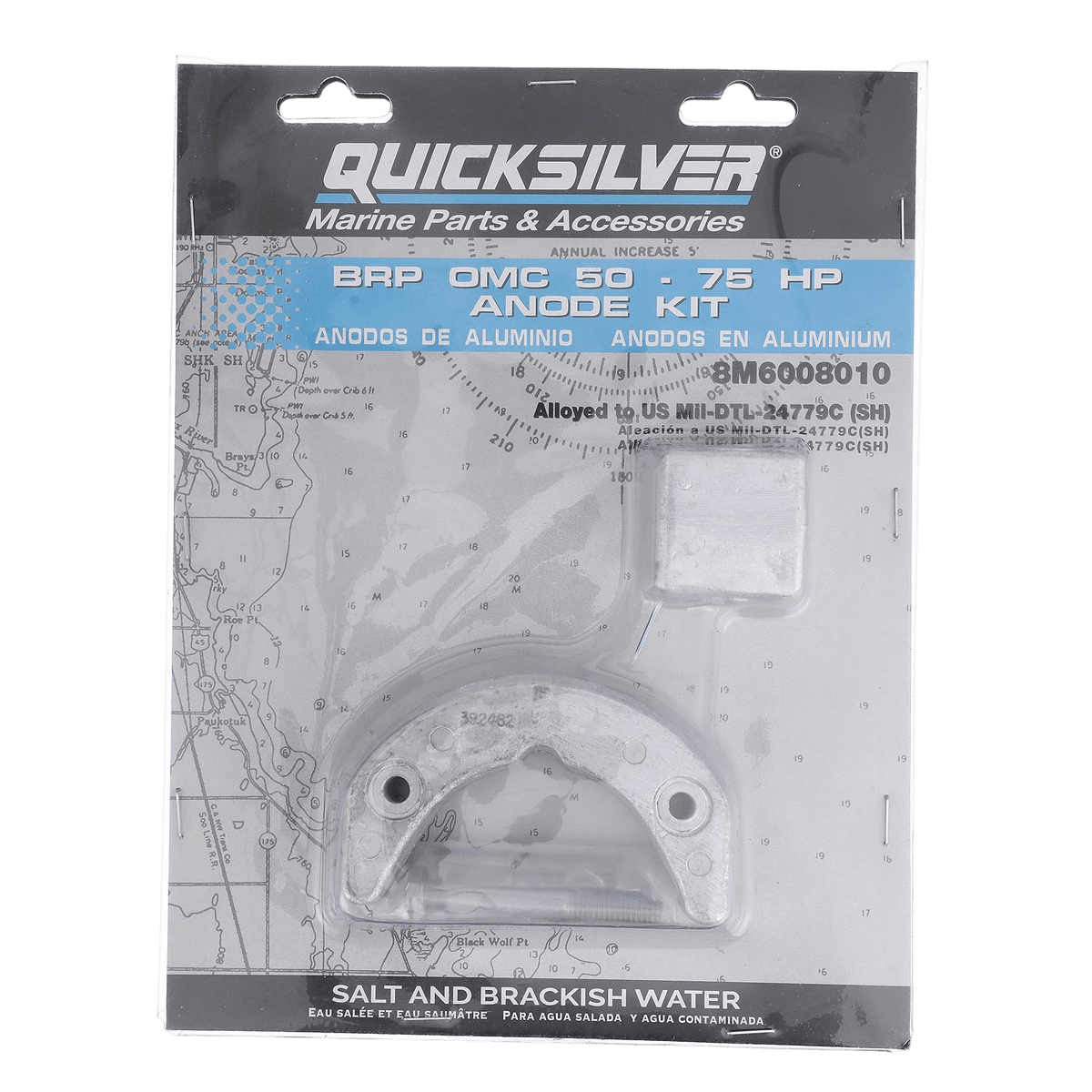 Quicksilver anodekit aluminium voor BRP/OMC 50-75 pk 8M6008010