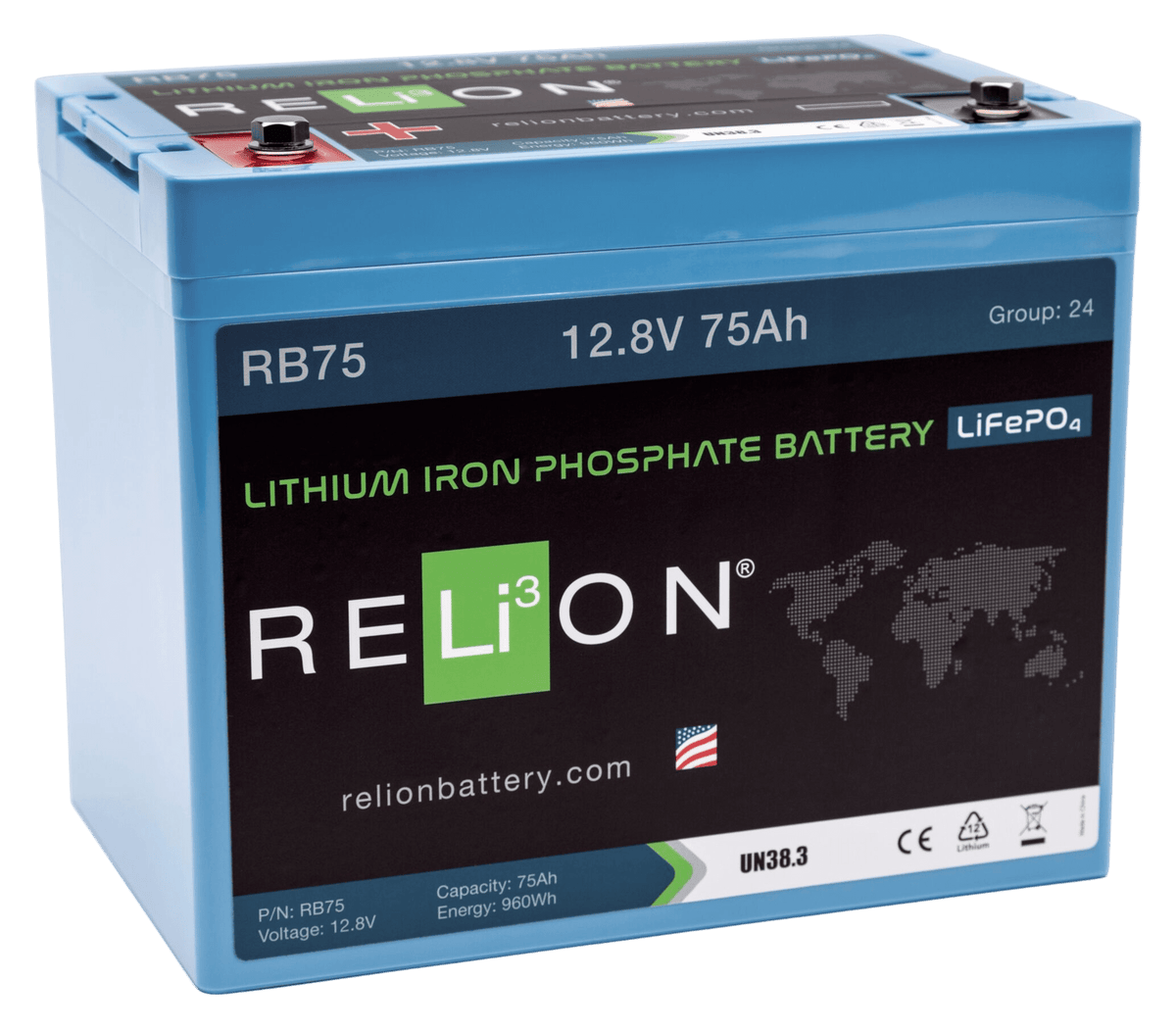 RELiON Accu lithium LiFePO4 12,8 V 75 Ah