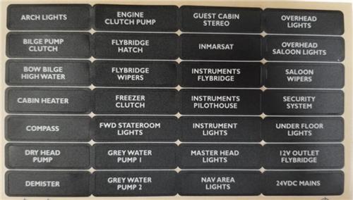BEP Marine Label Set Voor stroomonderbreker paneel - Set 15