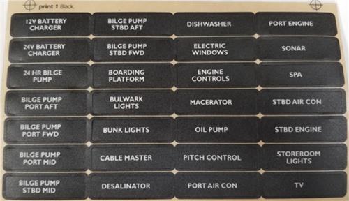 BEP Marine label set for circuit breaker panels - set 19