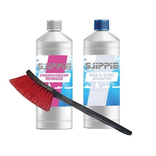 Sjippie pakket onderwaterschip reiniger en wax&shine shampoo met smalborstel
