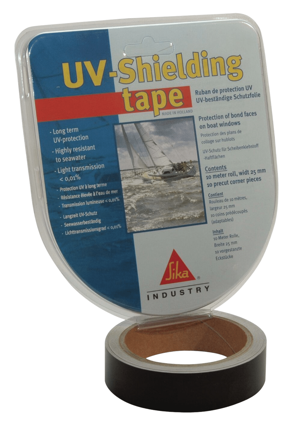 UV shielding tape + hoekjes zwart