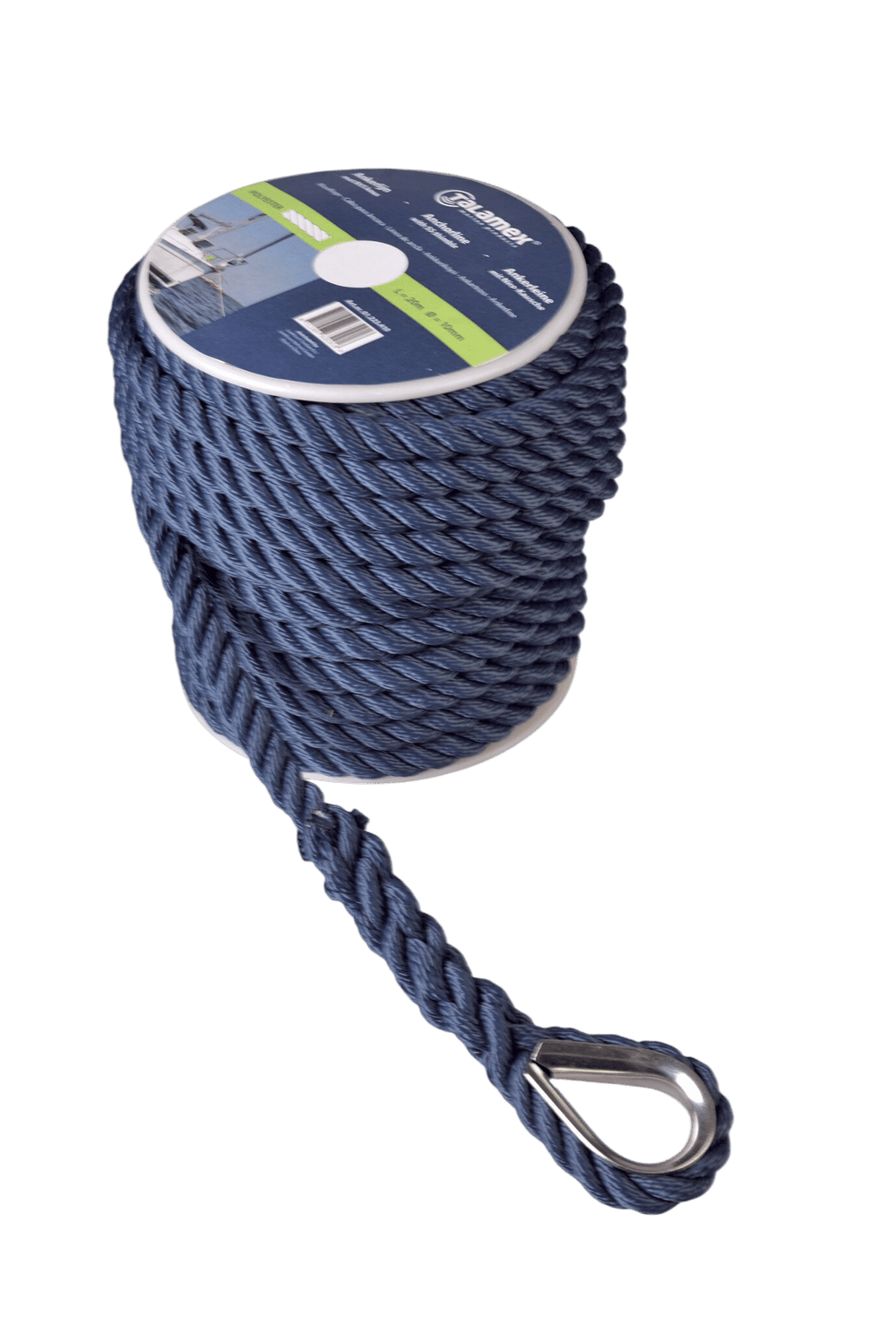 Talamex ankerlijn polyester 3-strengs – 10 mm × 20 m – navyblauw