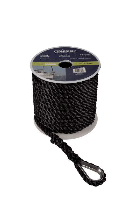 Ankerlijn polyester 12mm 30m zwart