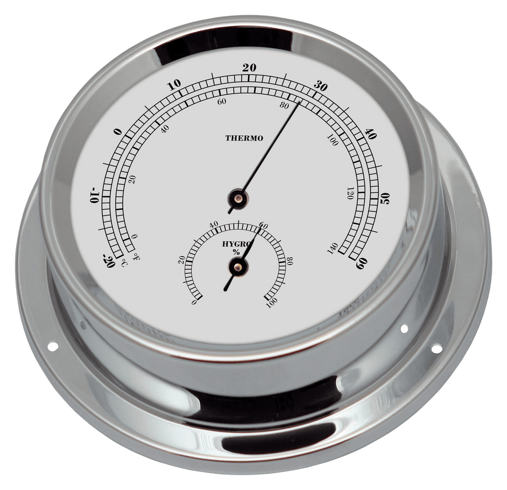 Thermo-hygrometer verchroomd 125/100mm