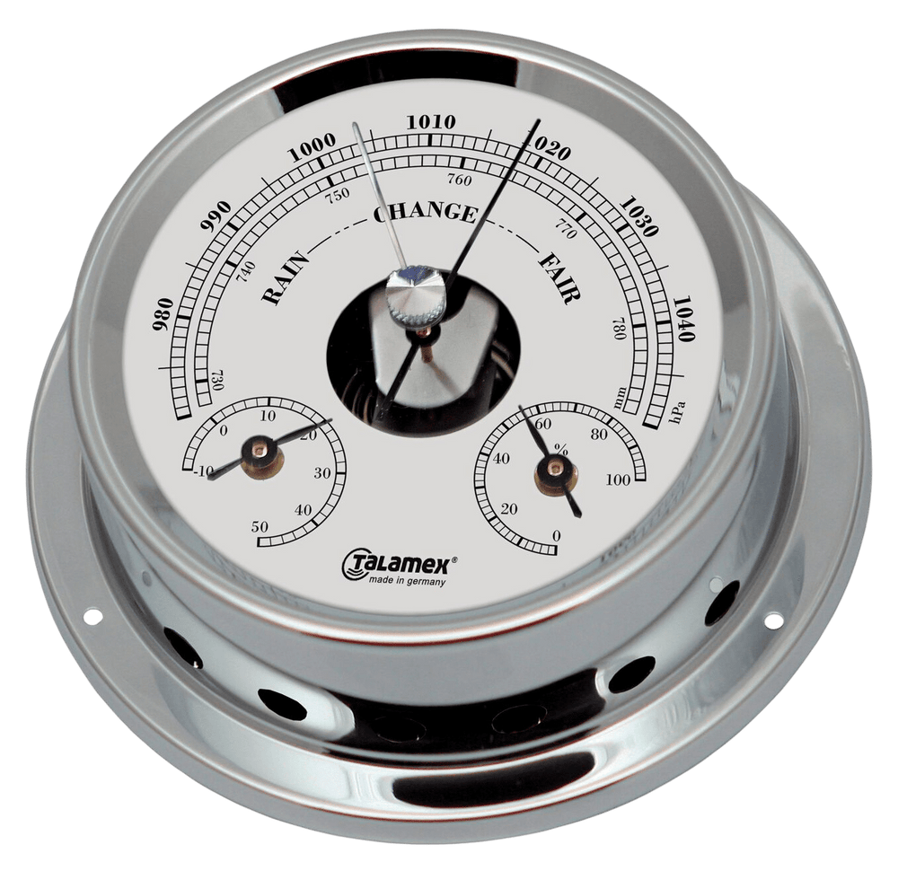 Baro/thermo/hygrometer messing verchroomd 125/100mm