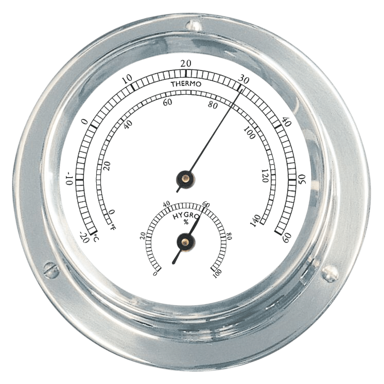 Thermo-hygrometer verchroomd 110/84mm