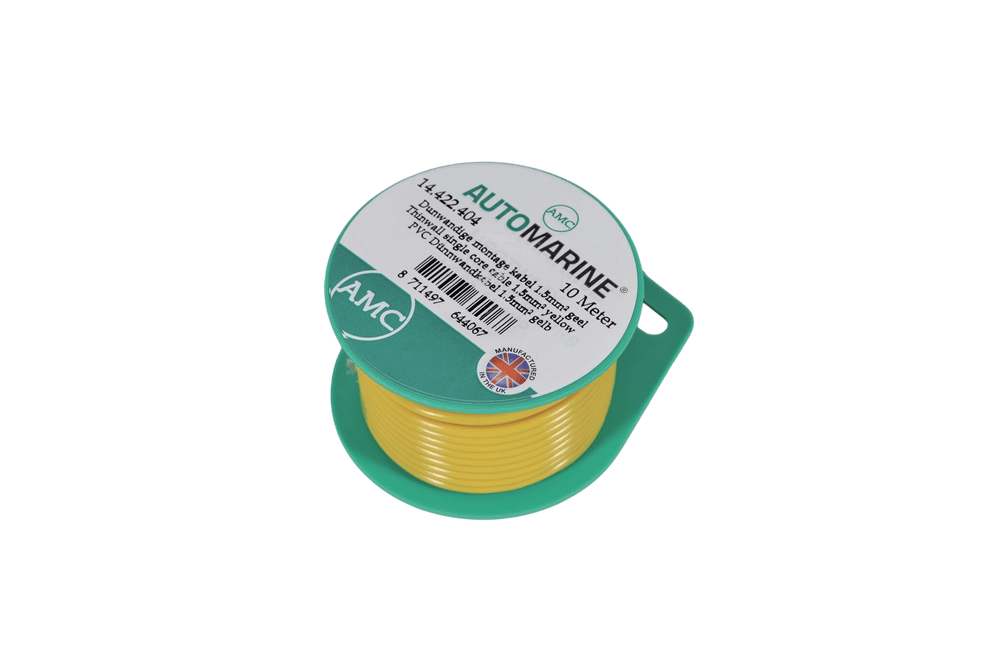 Dunwandige montage kabel 1.5mm² geel (10m)