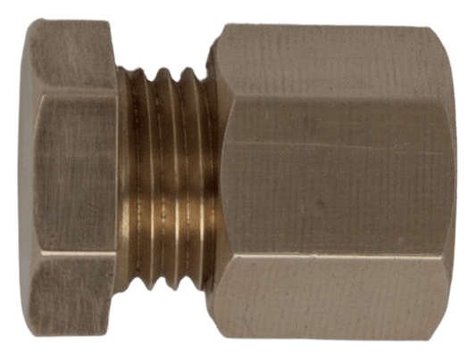 Eindstop messing met knelkoppeling 8mm