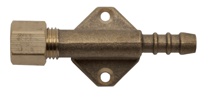 Muurplaat messing met 8mm knel x 8mm slangpilaar