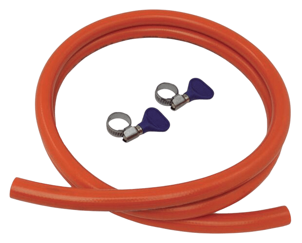 Gasslang thermoplast 8x15mm 10bar 100cm met 2 rvs klemmen