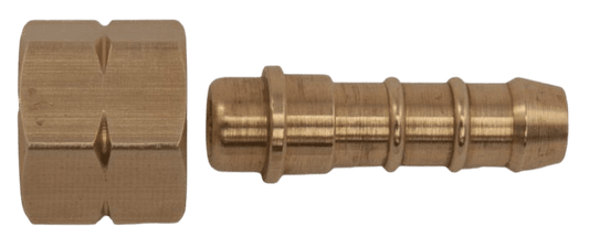 Wartel messing koppeling  ¼ l bi x 8mm slangpilaar