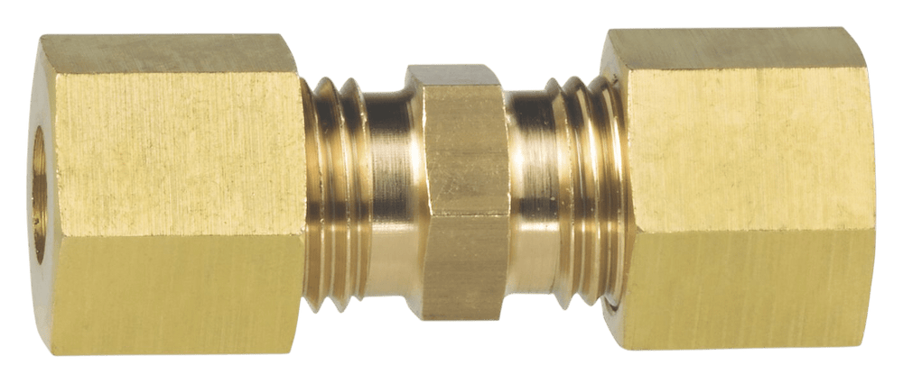 Rechte messing koppeling 8mm knel x 8mm knel
