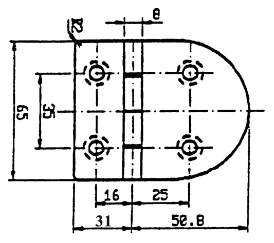 Scharnier rvs 76.2x65mm 90°