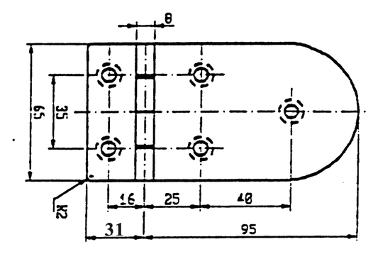 Scharnier rvs 120.4x65mm 90°
