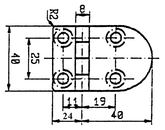 Scharnier rvs 57x40mm 90°