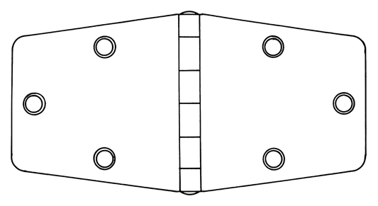 Scharnier rvs 151x74.5x2mm