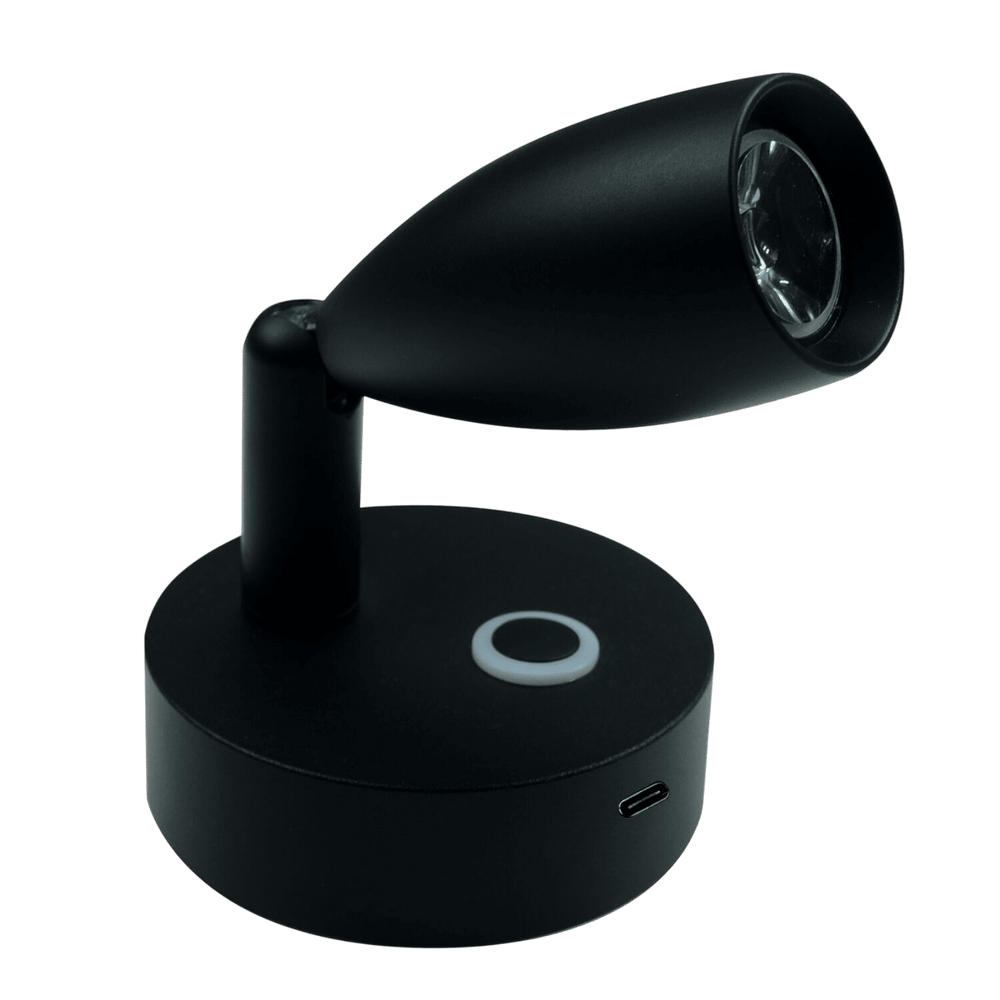 Led wandlamp Surya 10-30V zwart dimbaar met USB-C snellader