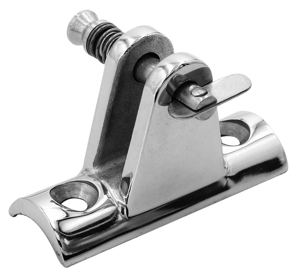 Buiskapbeslag RVS dekplaat hol 90° met dropnose pin
